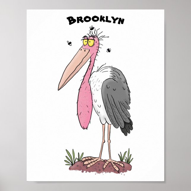 Funny marabou stork cartoon poster (Front)