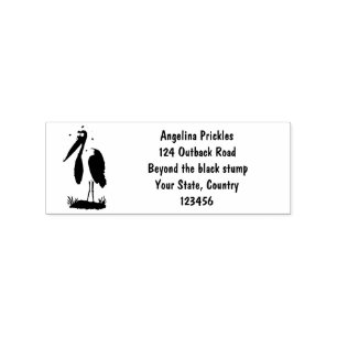 Funny marabou stork cartoon rubber stamp