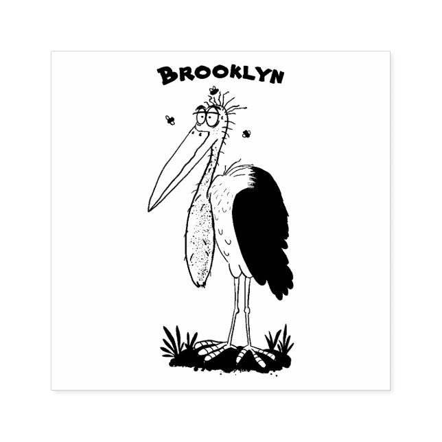 Funny marabou stork cartoon rubber stamp (Imprint)