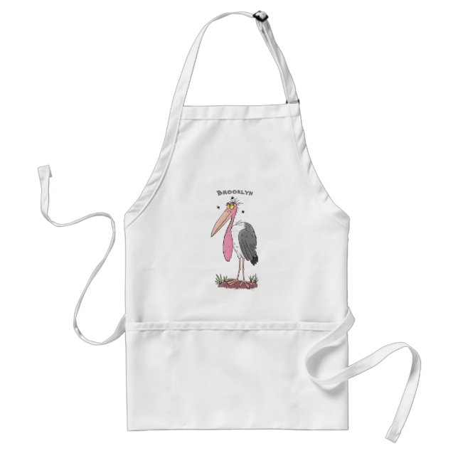 Funny marabou stork cartoon standard apron (Front)