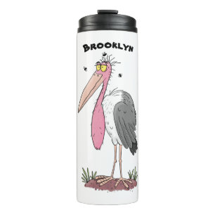 Funny marabou stork cartoon thermal tumbler
