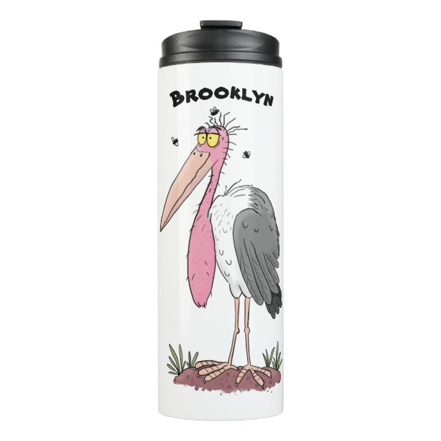 Funny marabou stork cartoon thermal tumbler (Front)