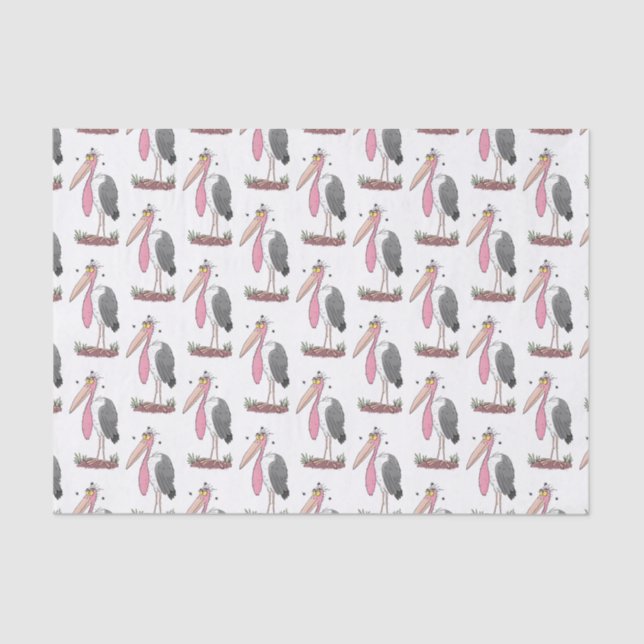 Funny marabou stork cartoon tissue paper (Front)