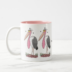 Funny marabou stork cartoon  Two-Tone coffee mug