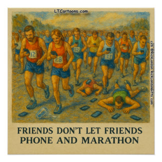 Funny Marathon Cartoon – Friends Don’t Let Friends Poster