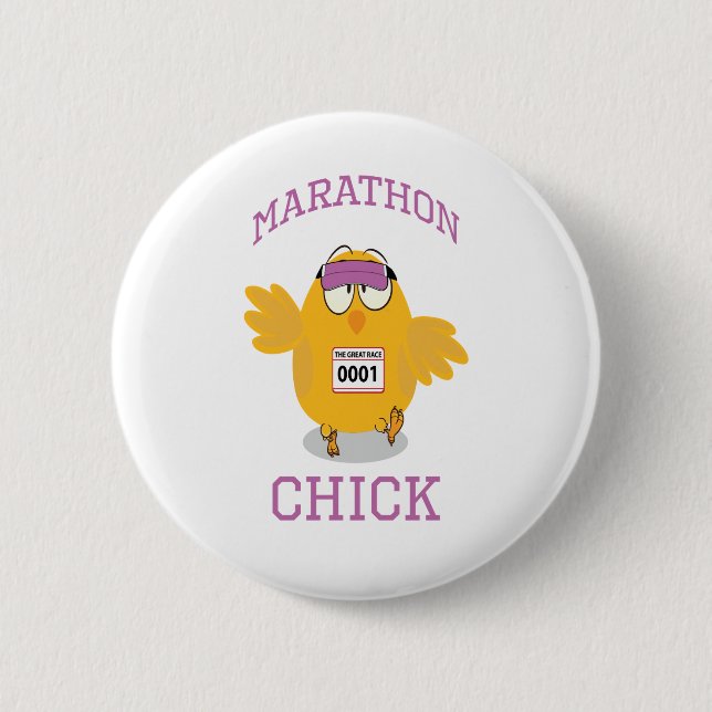 Funny Marathon Chick 6 Cm Round Badge (Front)