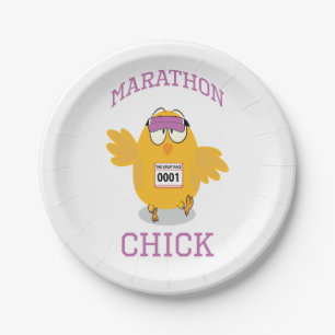 Funny Marathon Chick Paper Plate