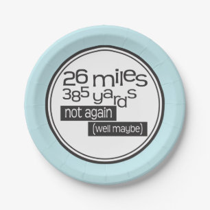 Funny Marathon Runner 26 miles 385 yards Paper Plate