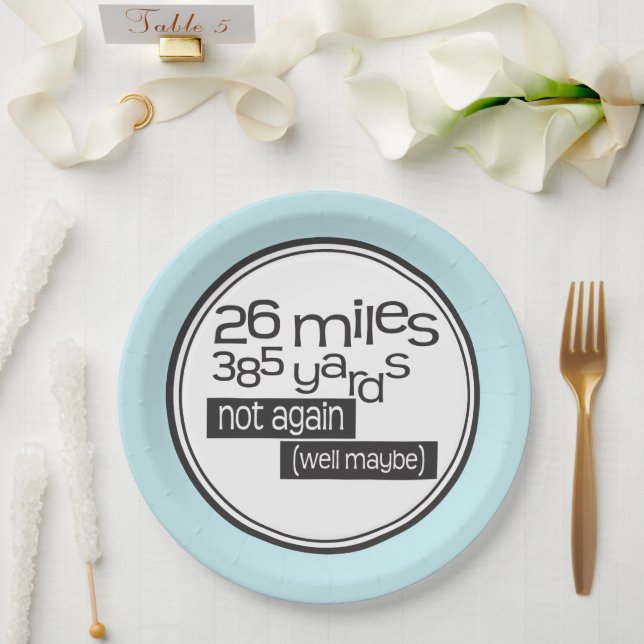 Funny Marathon Runner 26 miles 385 yards Plates (Wedding)