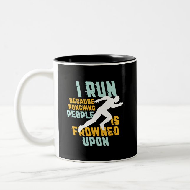 Funny Marathon Running Jogging Workout Exercise Two-Tone Coffee Mug (Left)