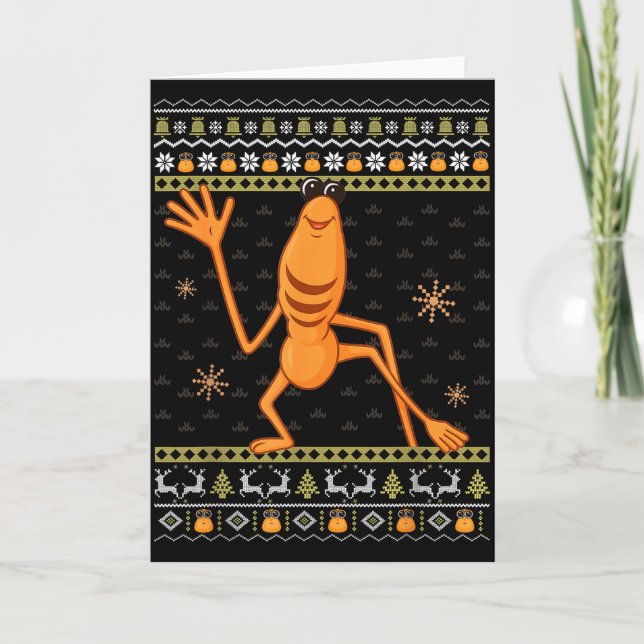 Funny Marcus The Worm Ugly Christmas Sweaters Robe Card (Front)