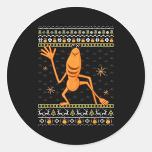 Funny Marcus The Worm Ugly Christmas Sweaters Robe Classic Round Sticker