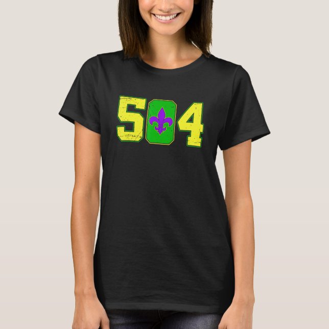Funny Mardi Gras 504 Party New Orleans Louisiana L T-Shirt (Front)