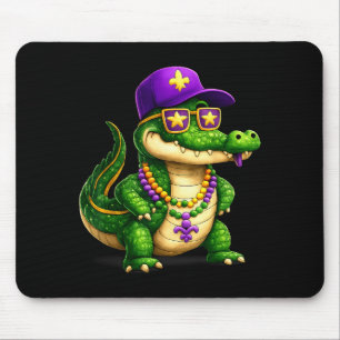 Funny Mardi Gras Alligator Beads Carnival Celebrat Mouse Mat