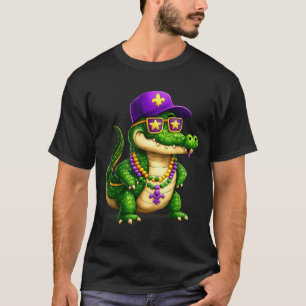 Funny Mardi Gras Alligator Beads Carnival Celebrat T-Shirt