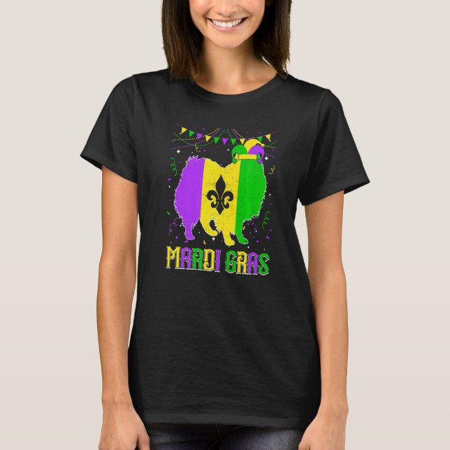 Funny Mardi Gras American Eskimo Dog Dad Mom Mardi T-Shirt (Front)