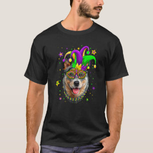 Funny Mardi Gras Australian Cattle Dog Beads Mask T-Shirt