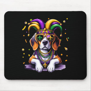 Funny Mardi Gras Bead Beagle Dog Festival Carnival Mouse Mat