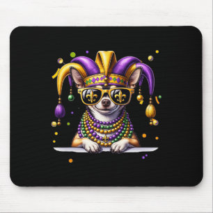 Funny Mardi Gras Bead Chihuahua Dog Festival Carni Mouse Mat