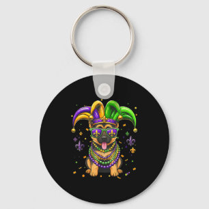 Funny mardi gras bead german shepherd dog festival key ring
