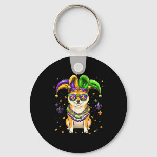 Funny mardi gras bead shiba inu dog festivalFunny Key Ring