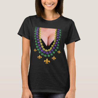 Funny Mardi Gras Beads and Cleavage costume shirt