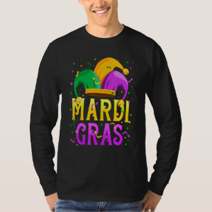 Funny Mardi Gras Beads Hat Fat Tuesday Funny Mask T-Shirt
