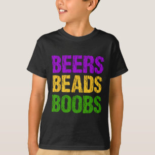 Funny Mardi Gras Beers Beads Breast Tee Fun New Or