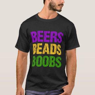 Funny Mardi Gras Beers Beads Breast Tee Fun New Or