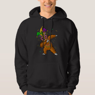 Funny Mardi Gras Carnival Dabbing Sloth Mask And B Hoodie
