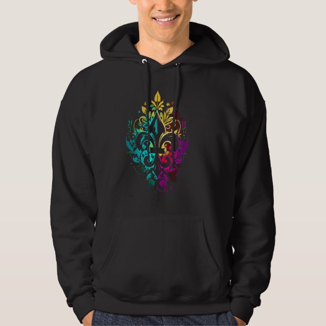 Funny Mardi Gras Carnival parade with beads party  Hoodie (Front)