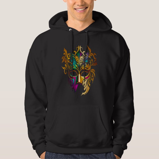 Funny Mardi Gras Carnival parade with beads party  Hoodie (Front)