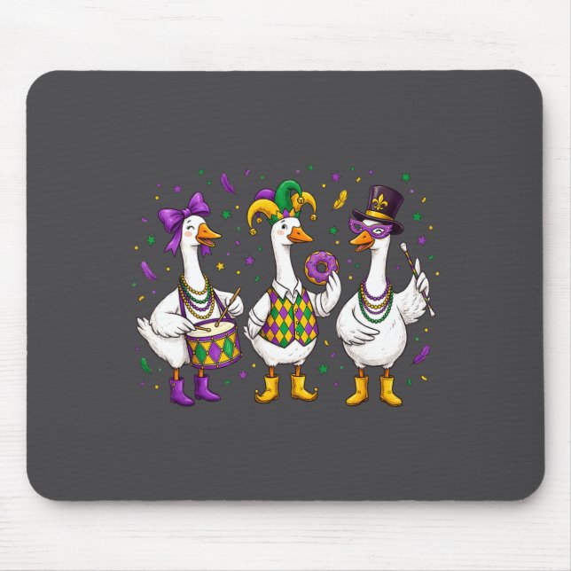 Funny Mardi Gras Carnival Silly Goose Mask Louisia Mouse Mat (Front)