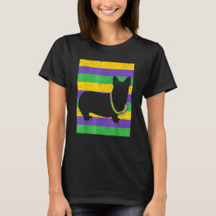Funny Mardi Gras Corgi Dog Beads And Jester Hat Ne T-Shirt