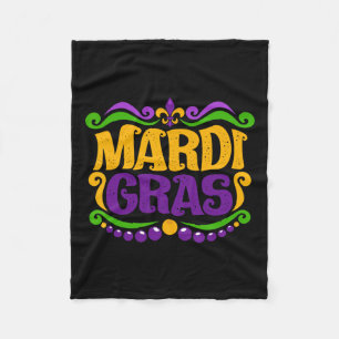 Funny Mardi Gras Costume Mask On Festival Mardi Gr Fleece Blanket