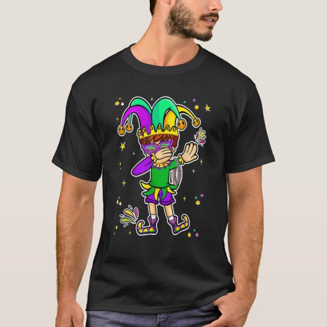 Funny Mardi Gras Dabbing Boy New Orleans Carnival  T-Shirt (Front)