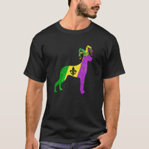 Funny Mardi Gras Dane Dog Mardi Gras Hat Beads Pre T-Shirt