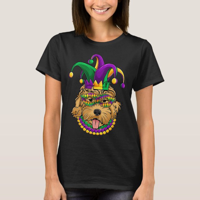 Funny Mardi Gras Dog Apparel  T-Shirt (Front)