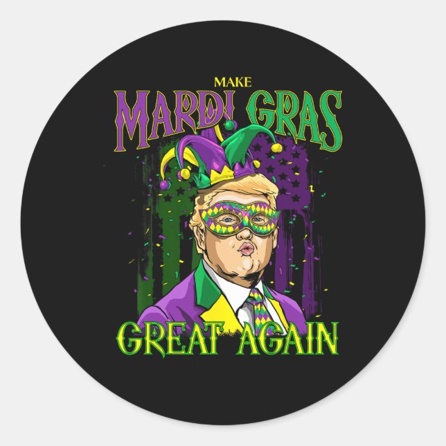 Funny Mardi Gras Donald Trump Mardi Gras American  Classic Round Sticker (Front)