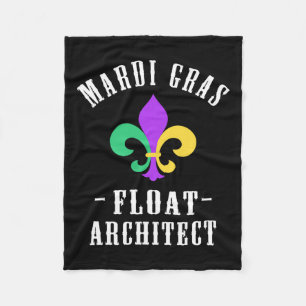 Funny Mardi Gras Float Architect Fleur De Lis Fleece Blanket