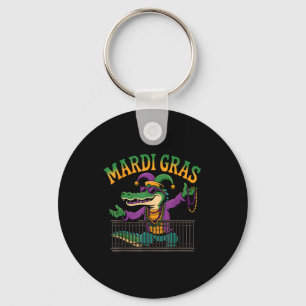 Funny Mardi Gras Gator New Orleans Party Squad Bea Key Ring