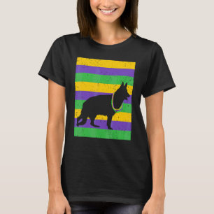 Funny Mardi Gras German Shepherd Beads And Jester T-Shirt