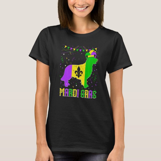 Funny Mardi Gras Golden Retriever Dog Dad Mom Mard T-Shirt (Front)