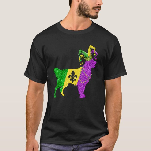 Funny Mardi Gras Golden Retriever Dog Mardi Gras H T-Shirt (Front)