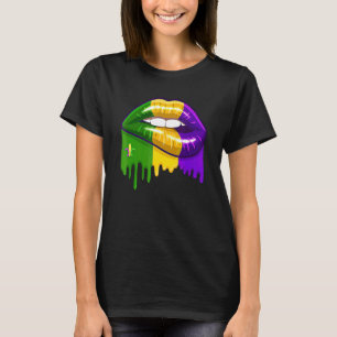 Funny Mardi Gras Lips Queen Carnival Costume Purpl T-Shirt