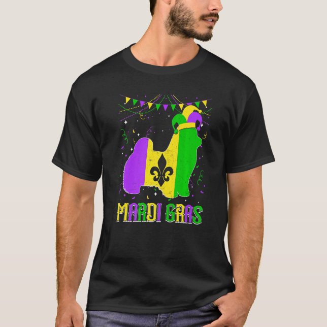 Funny Mardi Gras Maltese Dog Dad Mom Mardi Gras Pr T-Shirt (Front)