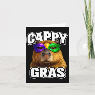 Funny mardi gras mask capybara meme card