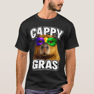 Funny mardi gras mask capybara meme T-Shirt