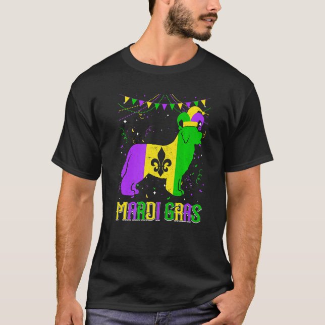 Funny Mardi Gras Newfoundland Dog Dad Mom Mardi Gr T-Shirt (Front)
