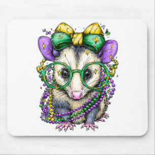 Funny Mardi Gras Opossum T-shirt.png Mouse Mat